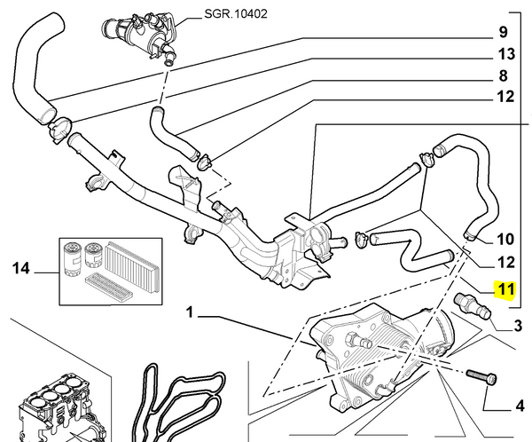 Coolant Hose 55198705 for Alfa Romeo 159